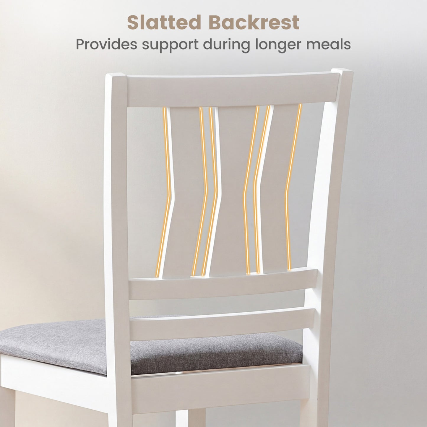 Set of 2 Linen Style Upholstered Kitchen Chairs with Wood Frames, White Dining Chairs at Gallery Canada