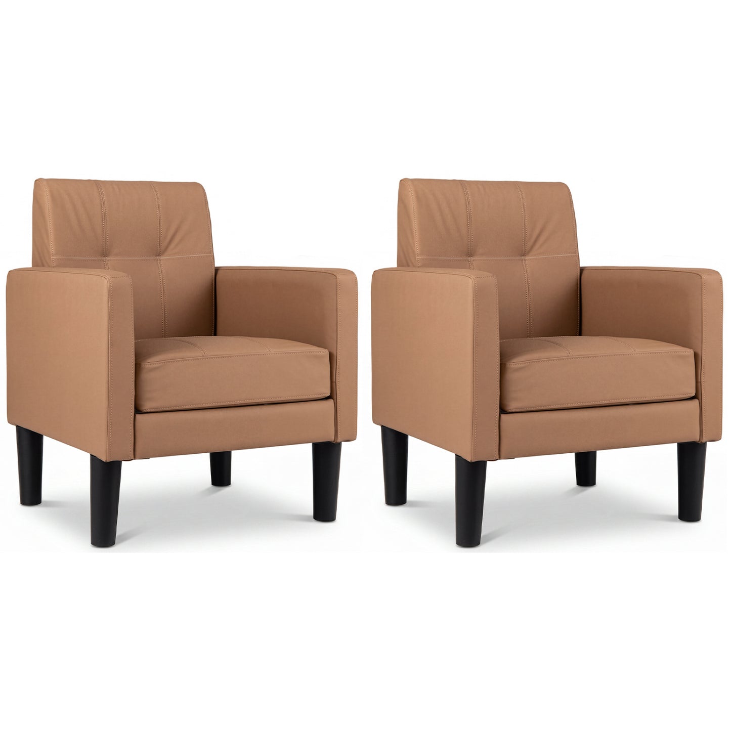Set Of 2 PU Leather Accent Chairs, Brown Accent Chairs Brown at Gallery Canada