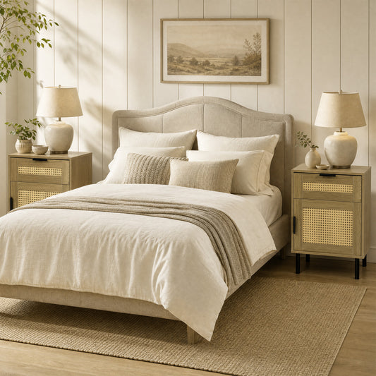 Set of 2 Rattan Nightstands with Drawer, Natural Nightstands Natural at Gallery Canada