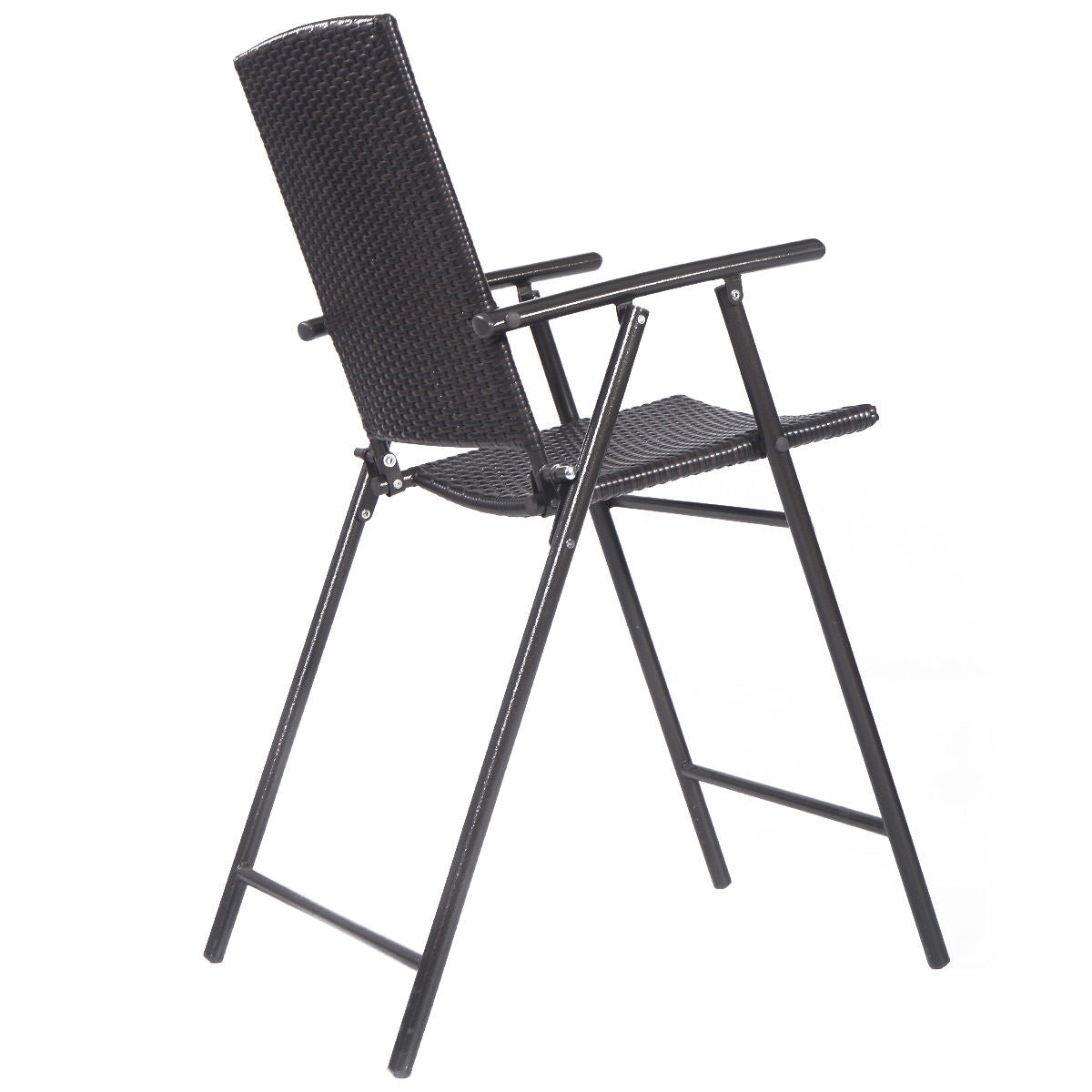 Set of 4 Folding Rattan Bar Chairs, With Footrests and Armrests, Brown Patio Bar Furniture at Gallery Canada