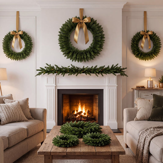 Artificial Christmas Wreaths Set of 6, Green Christmas Decor & Accessories Green at Gallery Canada