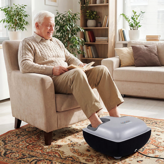 Shiatsu Foot Massager with 3-Level Deep Kneading and Air Compression, Black Foot Massager Black at Gallery Canada