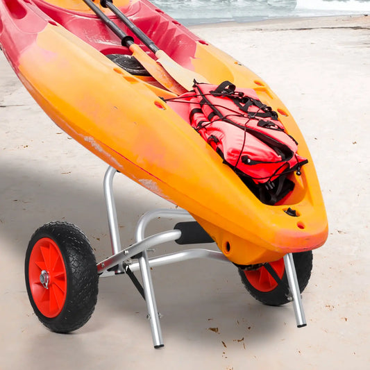 Foldable Kayak Cart, Aluminum Canoe Carrier, NO-Flat Wheel, Silver Kayak Carts Silver at Gallery Canada