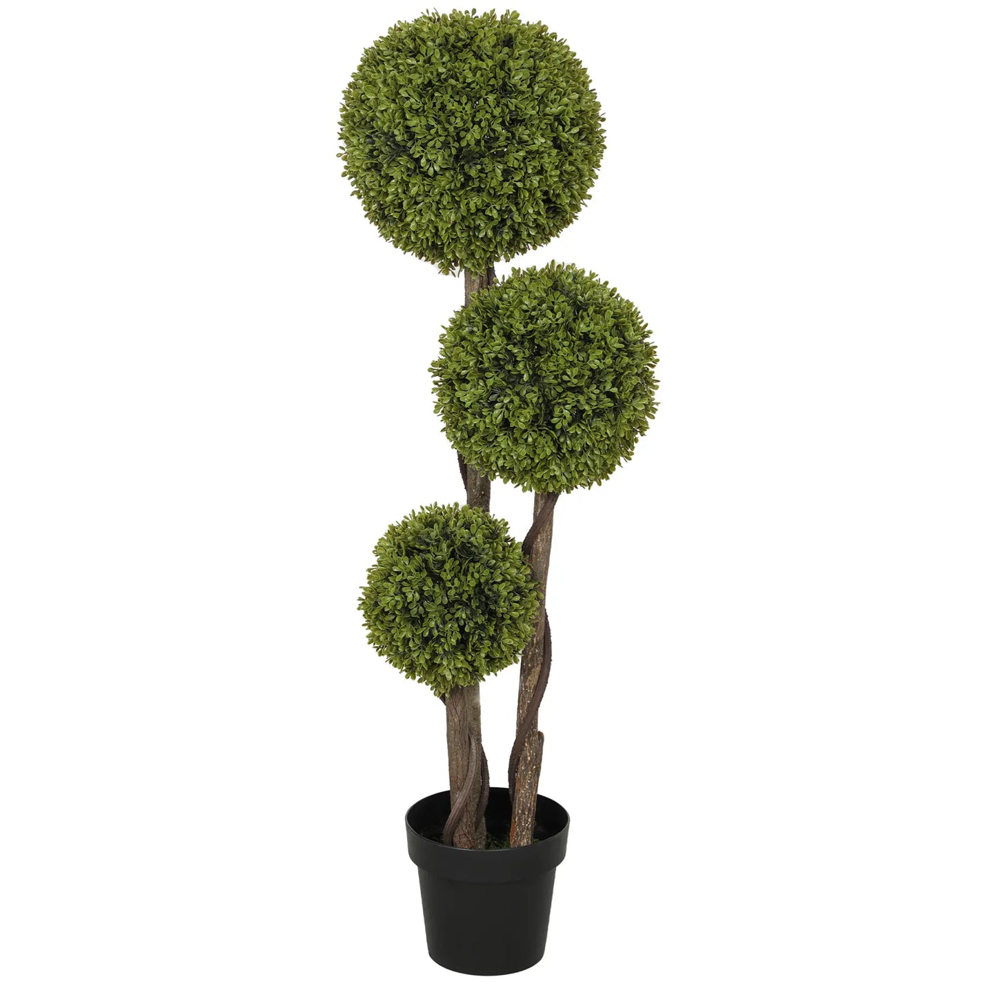 4FT Artificial Boxwood Topiary Tree, Triple Ball, Indoor Outdoor, Green Artificial Trees at Gallery Canada