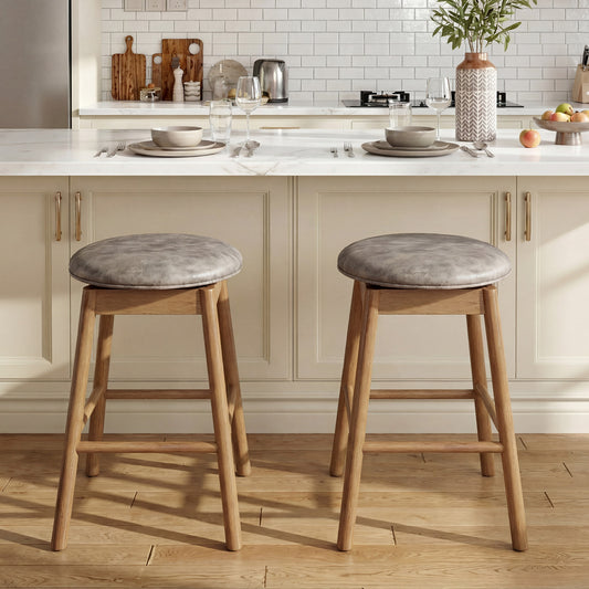 Swivel Counter Height Barstools with Solid Wood Legs and Footrests-Set of 2 Bar Stools Options at Gallery Canada