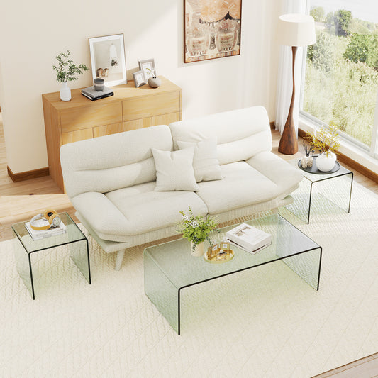 Tempered Glass Coffee Table Set of 3, Clear Coffee Tables Transparent at Gallery Canada