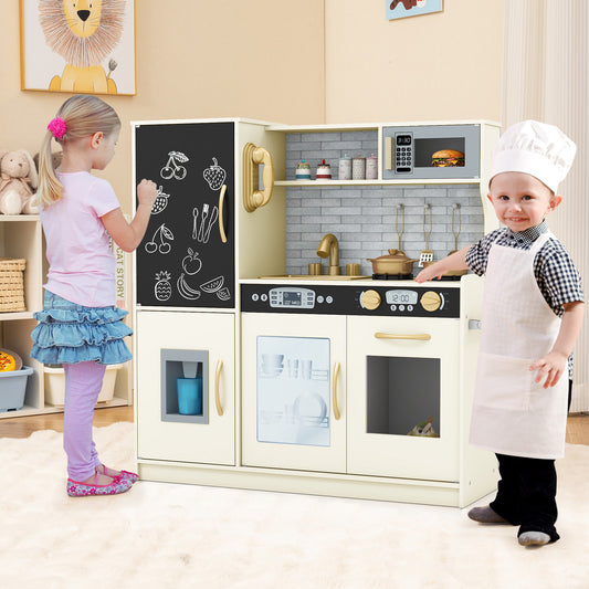 Toddler Pretend Play Kitchen, 3-6 Years, Cream White Play Kitchen Sets Cream White at Gallery Canada