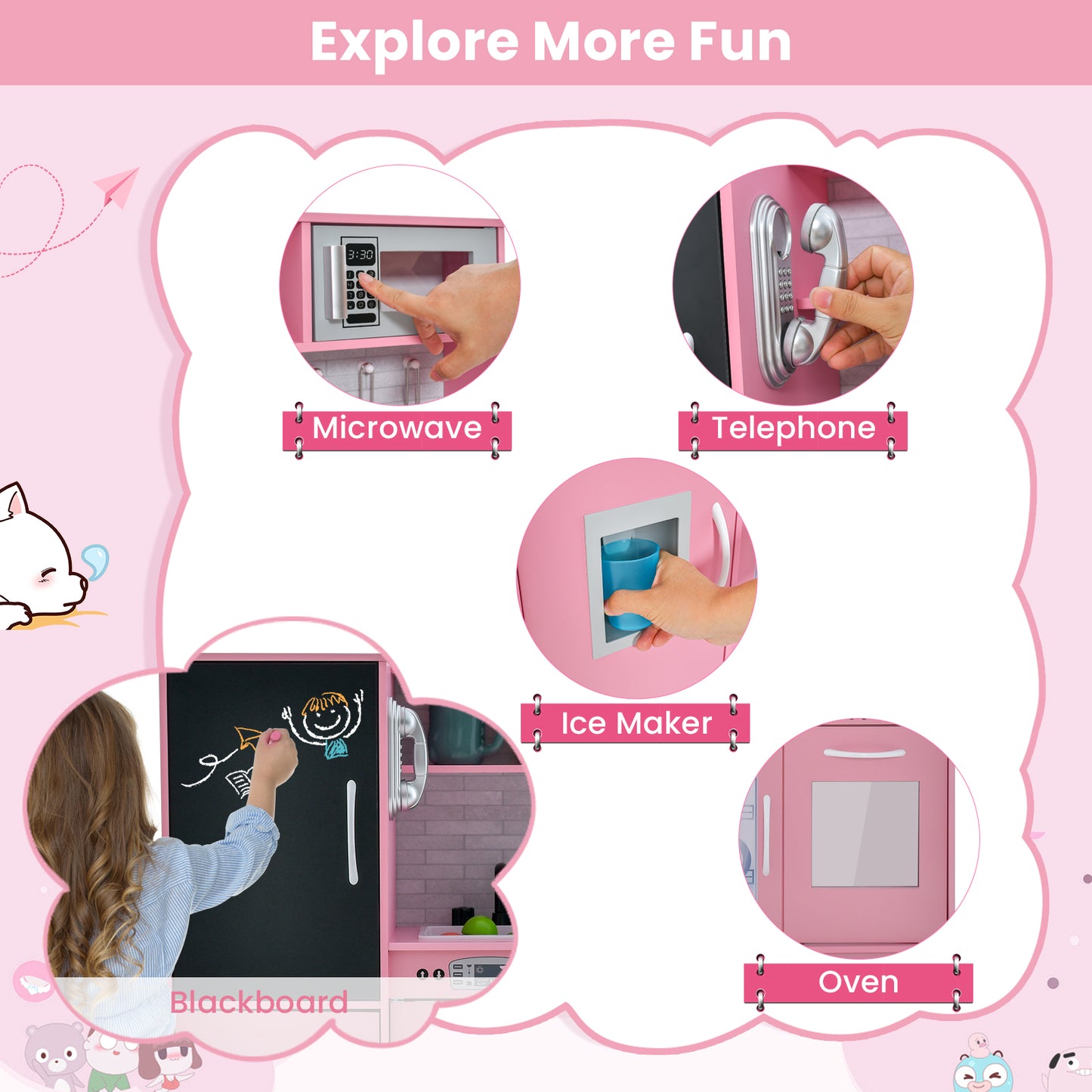 Toddler Pretend Play Kitchen, 3-6 Years Old, Pink Play Kitchen Sets at Gallery Canada