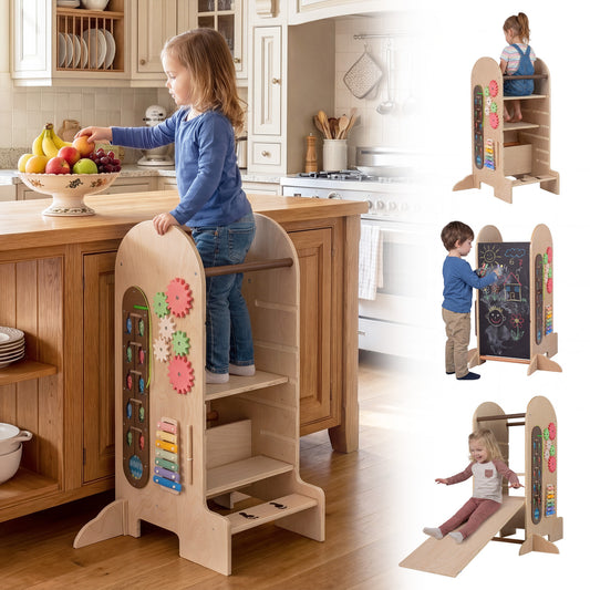 Toddler Standing Tower, Adjustable Height Step Stool With Chalkboard Toddler & Kids Furniture Options at Gallery Canada