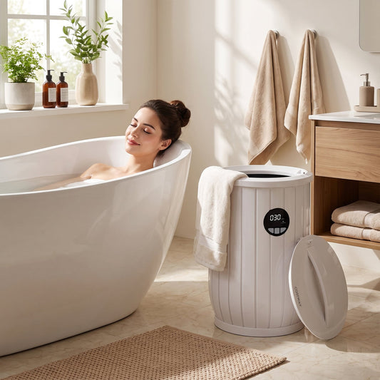 Towel Warmer Heated Bucket, Auto Shut Off, Fragrance Tray, White Dryers White at Gallery Canada