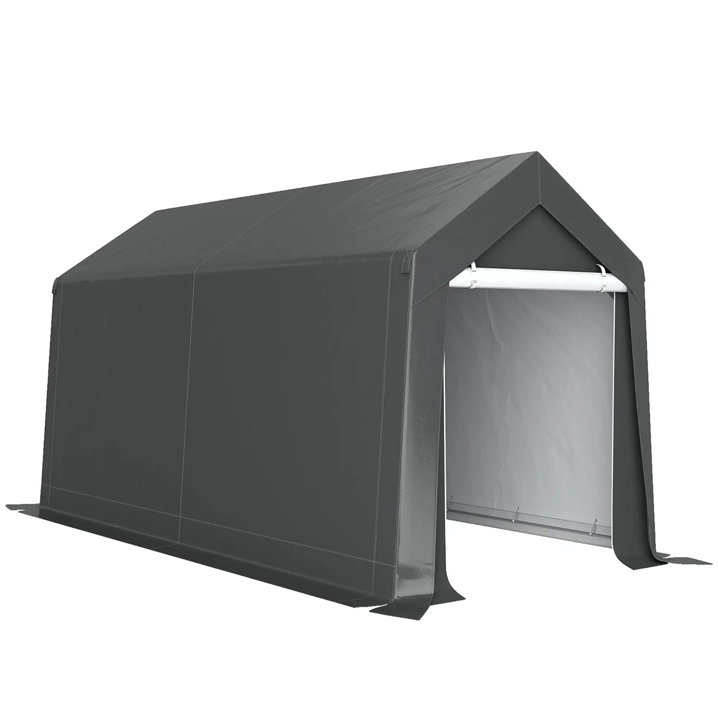 7' x 12' Outdoor Storage Shed, Portable Garage, Roll-up Door, Dark Grey Car Shelters at Gallery Canada