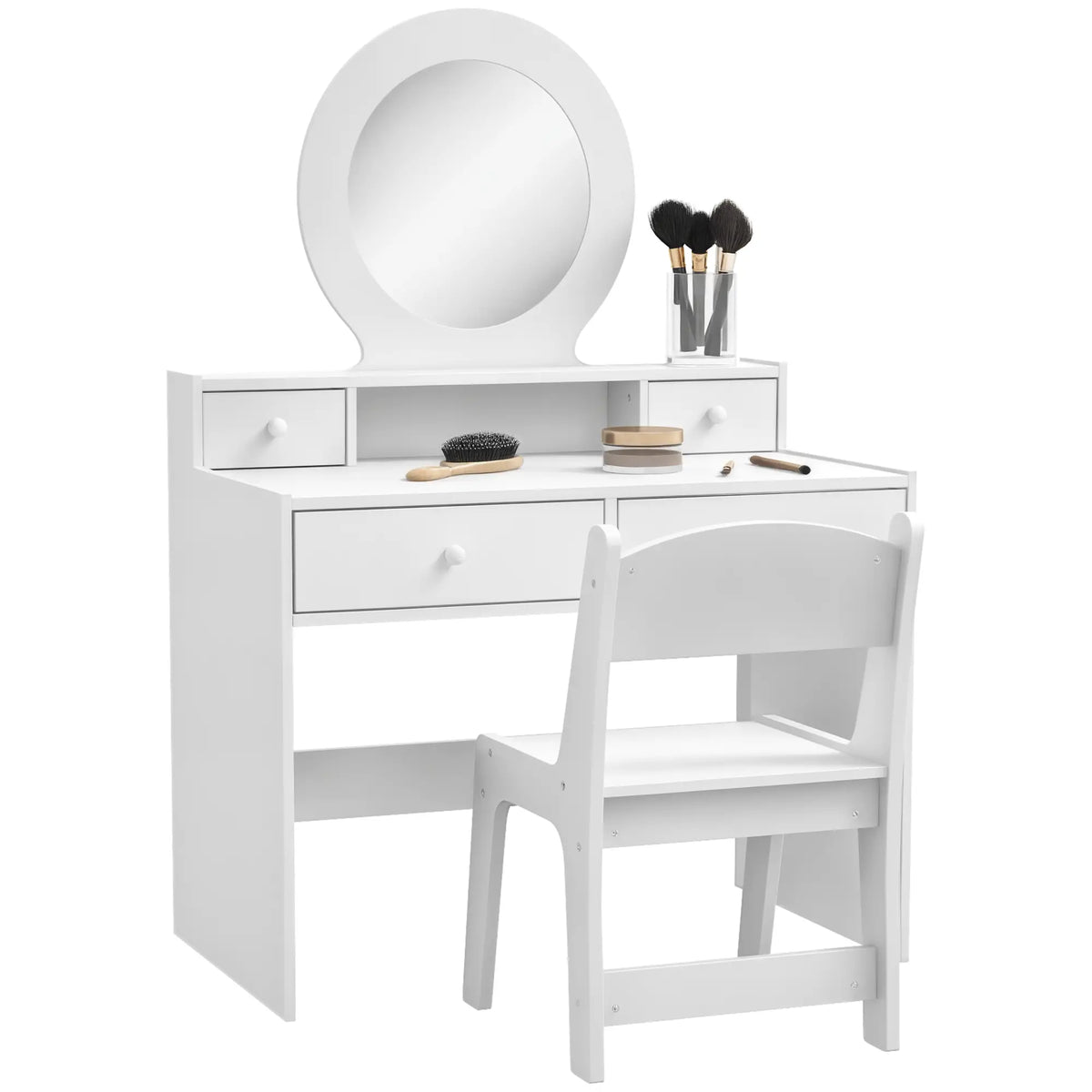 Kids Vanity Set, Makeup Table with Mirror, Stool, Drawers, White Toy Vanity at Gallery Canada