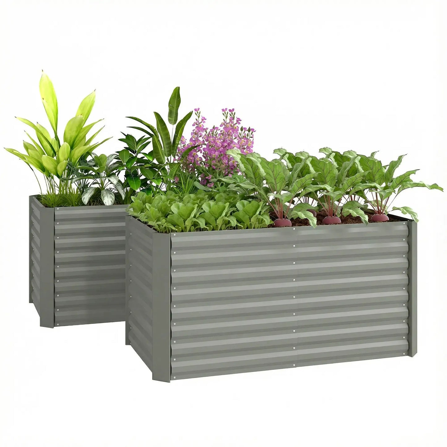 Galvanized Metal Planters, 4' x 2' x 2' Raised Garden Bed, Light Grey Galvanized Planter Boxes at Gallery Canada