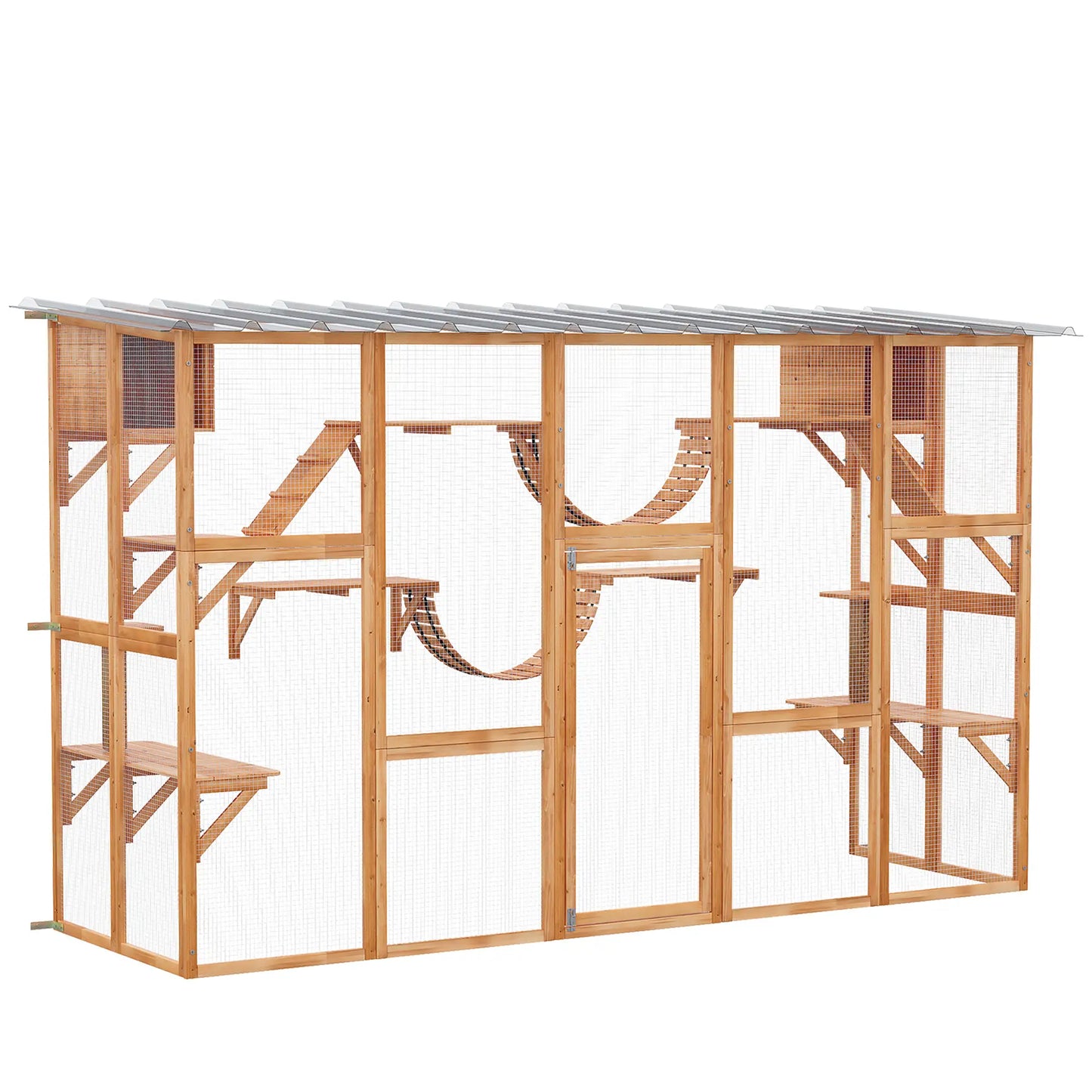 Large Outdoor Catio, Condos, Platforms, Doors, Ladders, Weather-Resistant Roof, Orange Outdoor Cat Enclosures at Gallery Canada