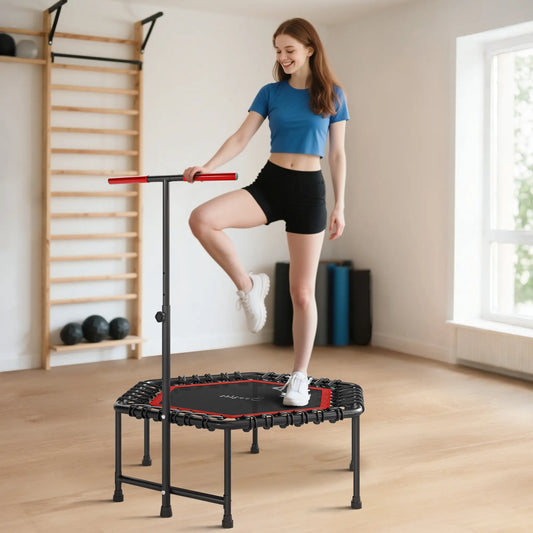 45" Rebounder Trampoline, Quiet Bungee with LED Lights, Adjustable Handle, Red Trampolines Red at Gallery Canada