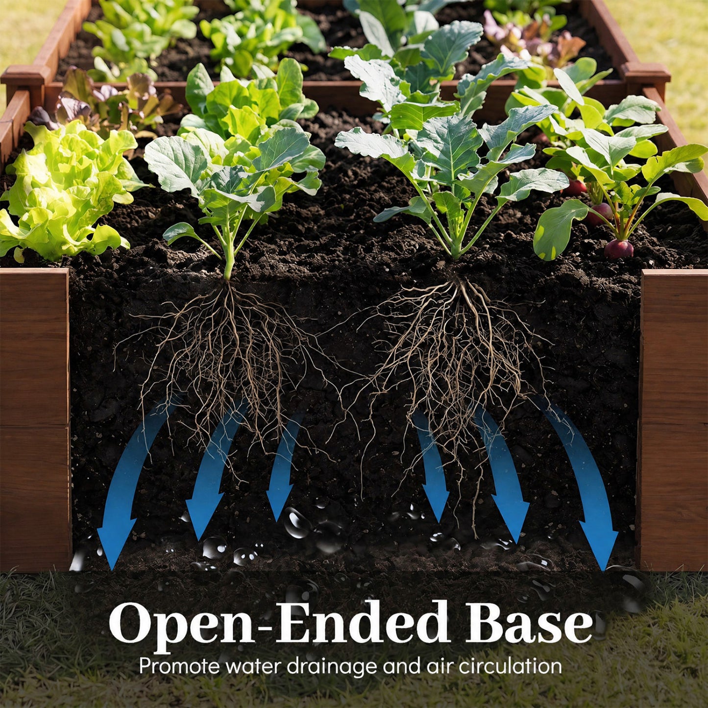 U-Shaped Wooden Garden Raised Bed, Rustic Brown