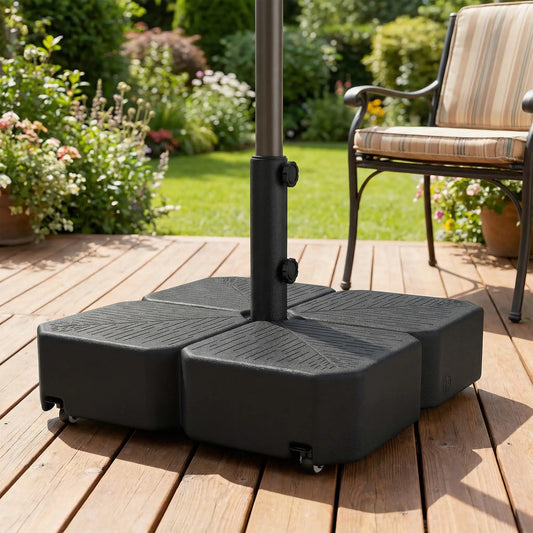 Heavy Duty Outdoor Umbrella Stand, 1.5"/1.9" Poles, Wheels With Brake, Black Umbrella Bases Black at Gallery Canada