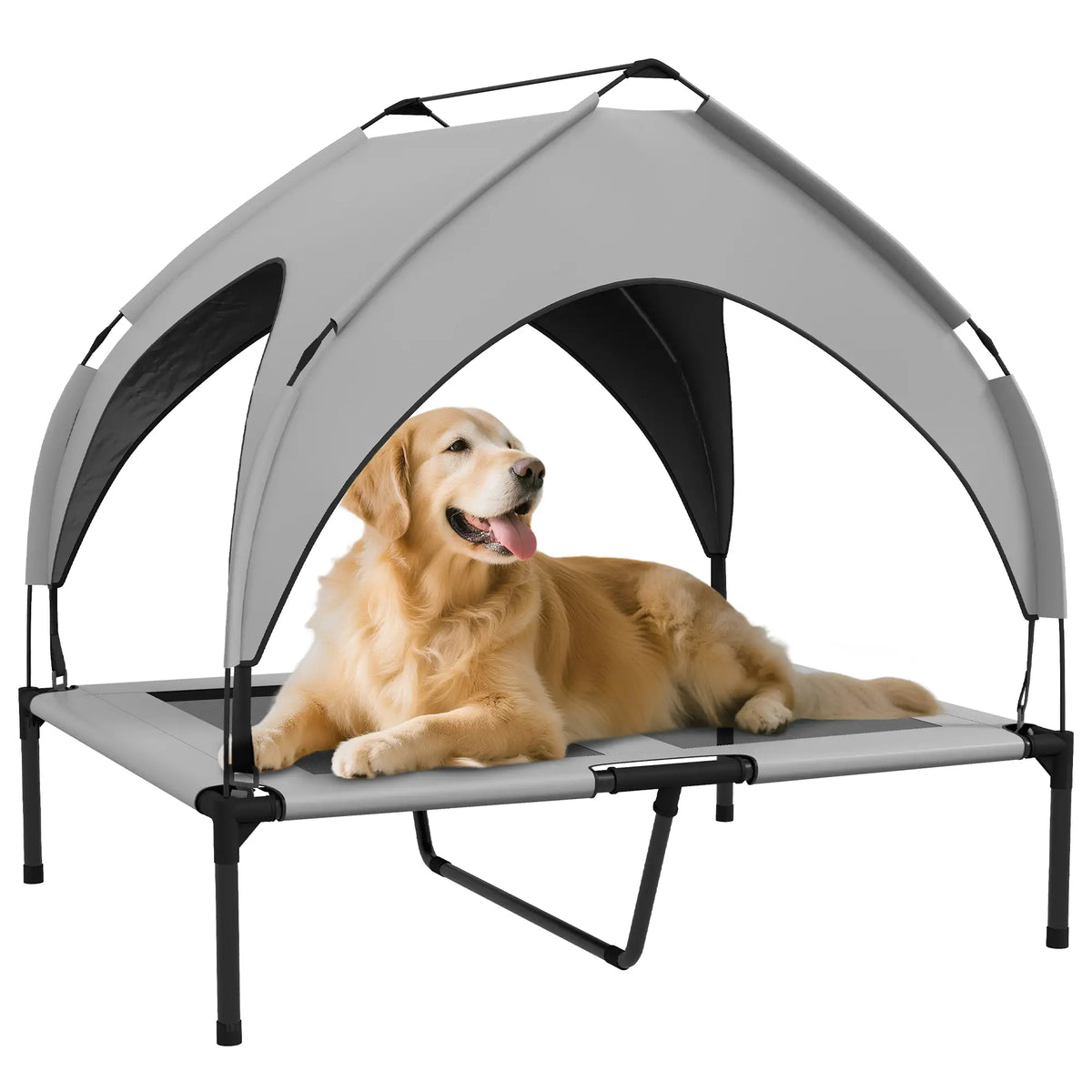Raised Dog Bed, Cooling Cot with Canopy, Washable Mesh, Medium Large, Light Grey Elevated Dog Beds at Gallery Canada