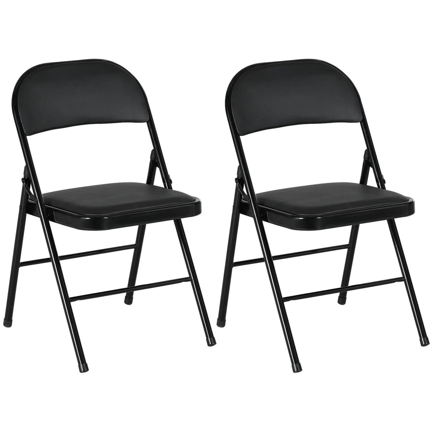 Set of 2 Metal Foldable Chairs, PU Leather Padded, Black Bar Stools at Gallery Canada