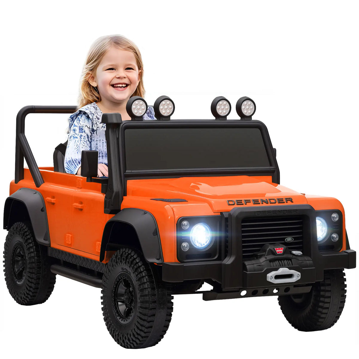 Kids Ride On Truck, Remote Control, Spring Suspension, LED Lights, 3 Speed, Ages 3-5, Orange Electric Toy Cars at Gallery Canada