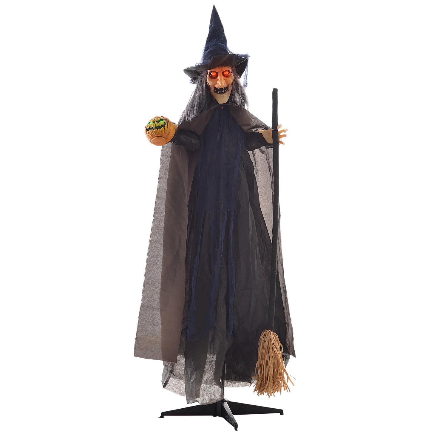 6.2' Animatronic Witch with Broomstick, Halloween Decoration, Motion Activated Halloween Decorations at Gallery Canada
