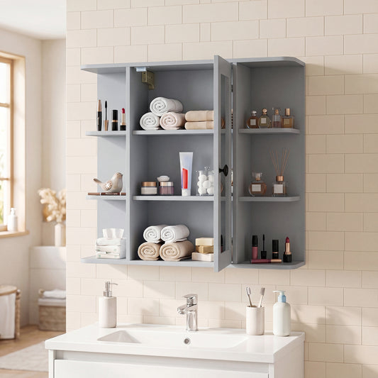 Wall Mounted Medicine Cabinet with Mirror, Gray Floor Cabinets Gray at Gallery Canada
