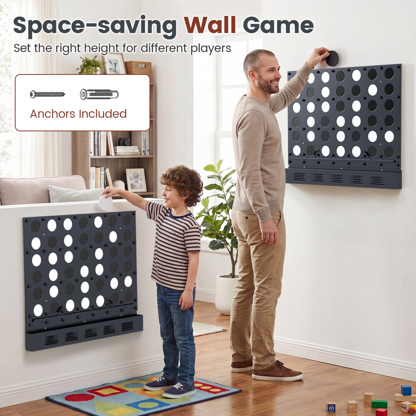 Wall-Mounted Connect-4 Game, Metal, Acrylic Discs, Black Lawn Games at Gallery Canada