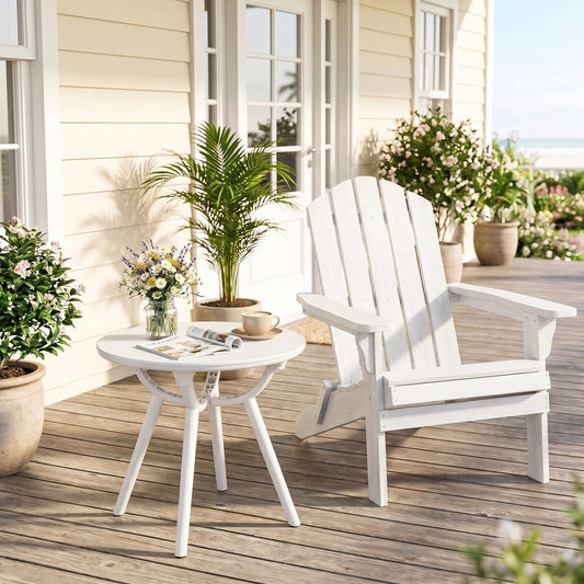 Weather-Resistant Small End Table, 1 Piece, White Patio Coffee Tables White at Gallery Canada