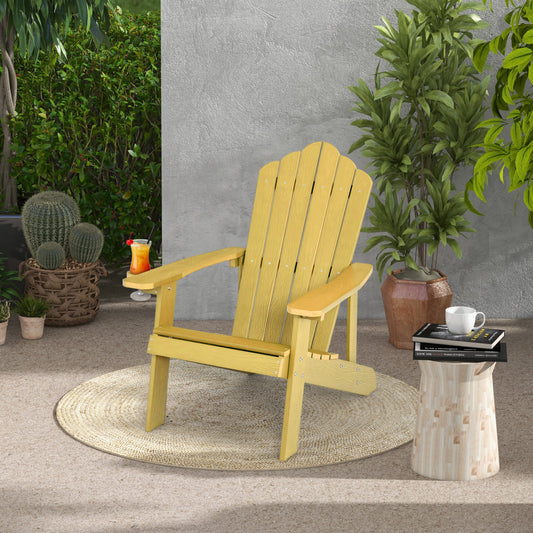 Weather Resistant Outdoor Adirondack Chair With Cup Holder, Yellow Adirondack Chairs Yellow at Gallery Canada