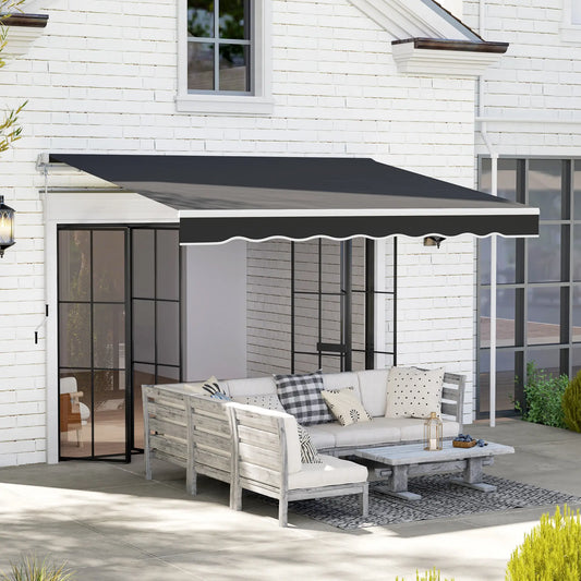 8' x 7' Retractable Patio Awning, UV Water-Resistant Fabric, Black