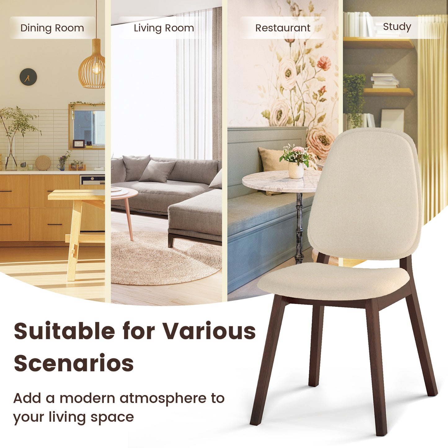 Wooden Dining Chair Set Of 4, Mid-Century Modern, Brown Dining Chairs at Gallery Canada