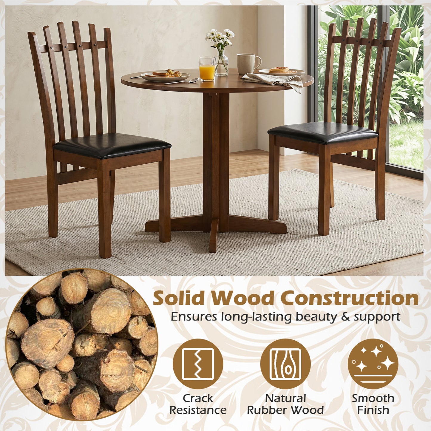 Wooden Dining Chair Set of 4, Spindle Back, Black Dining Chairs at Gallery Canada
