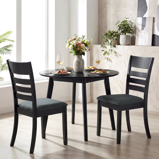 Wooden Dining Chairs, Set of 4, Upholstered Kitchen Chairs, Black Dining Chairs Black at Gallery Canada