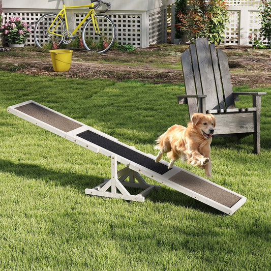 Wooden Dog Agility Seesaw, Outdoor Obstacle Course Toy, White Dog Supplies White at Gallery Canada