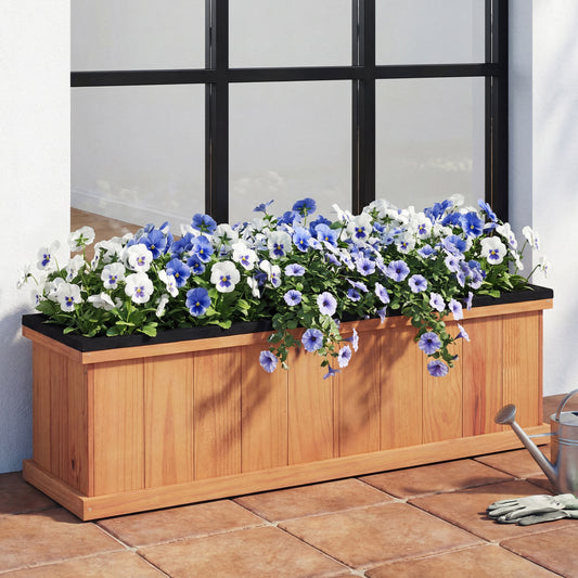 Wooden Raised Garden Bed with Drainage Holes and Liner Solid Fir Wood Planter Box-L Raised Garden Beds Options at Gallery Canada