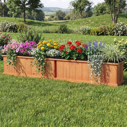 Wooden Raised Garden Bed with Drainage Holes and Liner Solid Fir Wood Planter Box-M Raised Garden Beds Options at Gallery Canada