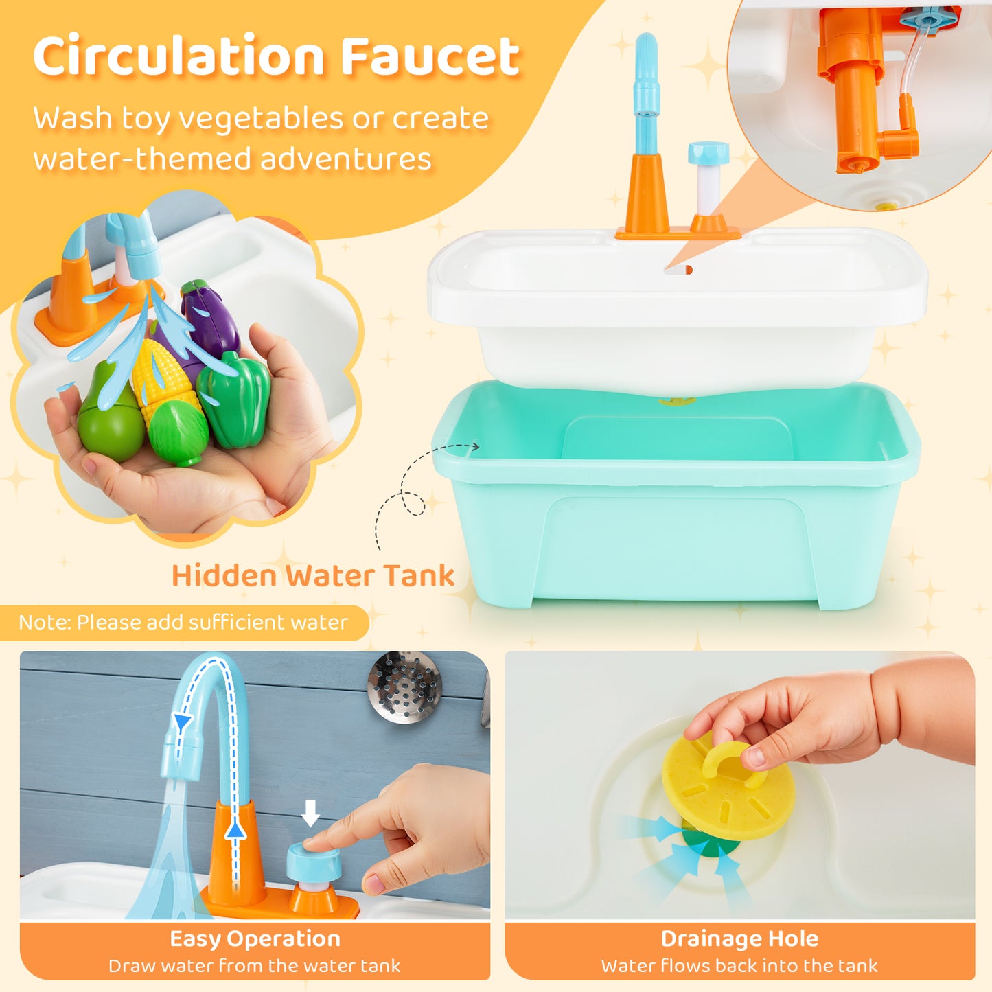 Wooden Toy Kitchen Playset With Removable Faucet, Blue Play Kitchen Sets at Gallery Canada