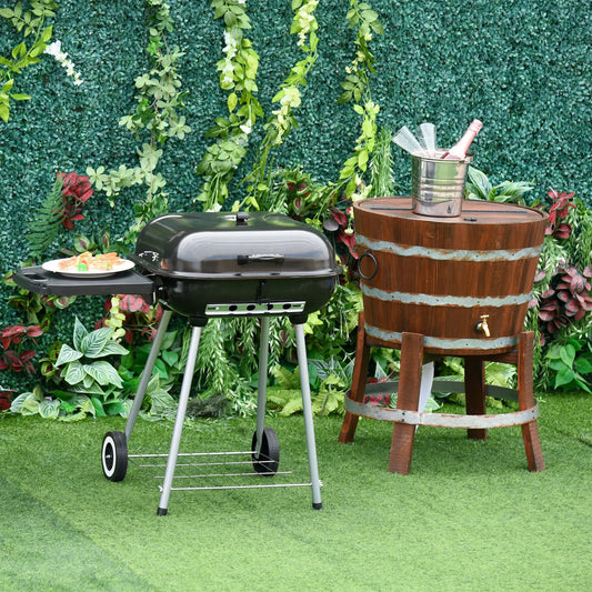 Charcoal BBQ Grill With Warming Rack, Portable Barbecue Smoker, 89 x 60 x 83 cm, Black Charcoal BBQ Grils Black at Gallery Canada