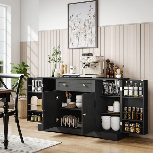 Sideboard Buffet Cabinet, Farmhouse Coffee Bar, Black Bar Cabinets Black, Gold at Gallery Canada