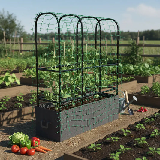 Raised Garden Bed With Trellis, Tomato Cage, 52.8 Gal Grow Bag Raised Garden Beds Black at Gallery Canada
