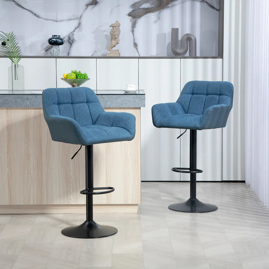 Swivel Barstools Set of 2, Adjustable with Footrest, Dark Blue