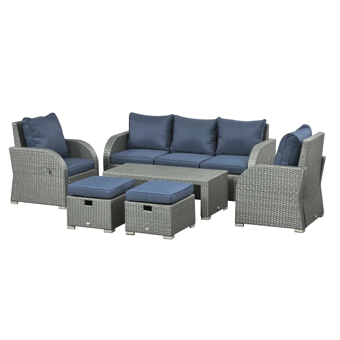 6-Piece PE Wicker Patio Sectional Set, with Cushions, Dark Blue Patio Furniture Sets at Gallery Canada