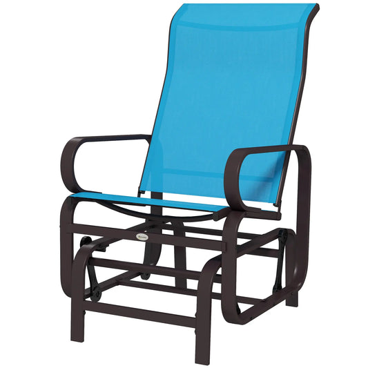 Patio Glider with Mesh Fabric, Outdoor Rocking Chair, Blue Outdoor Gliders Brown, Blue at Gallery Canada