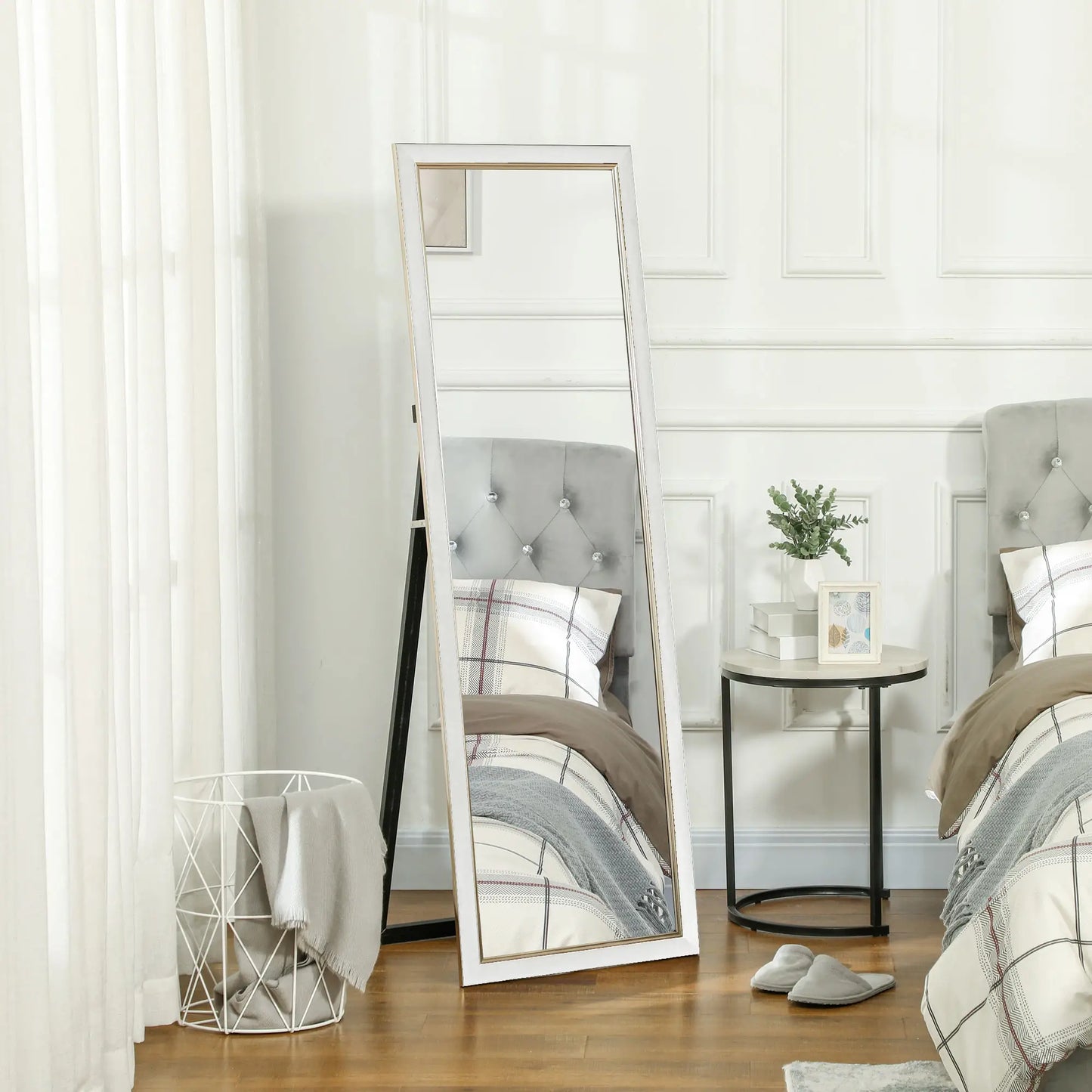 Floor Standing Mirror, Full Body, Leaning or Wall, White Full Length Mirrors at Gallery Canada