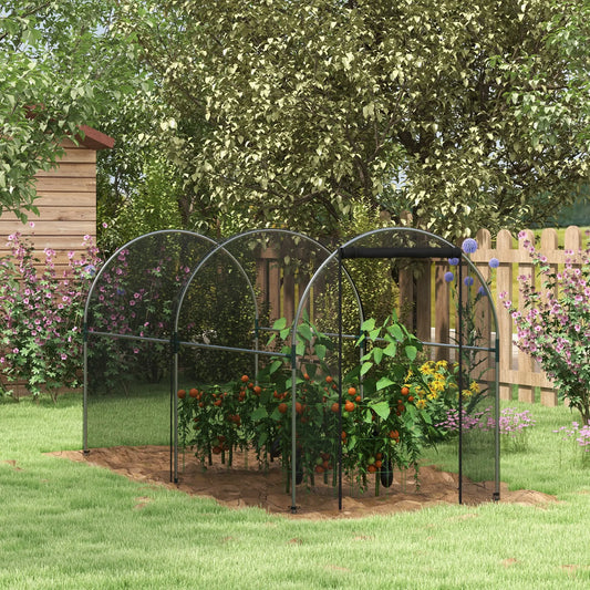 9.8' x 3.9' Crop Cage, Mesh Plant Protection Tent, Galvanised Steel Frame Greenhouses Black, Silver at Gallery Canada