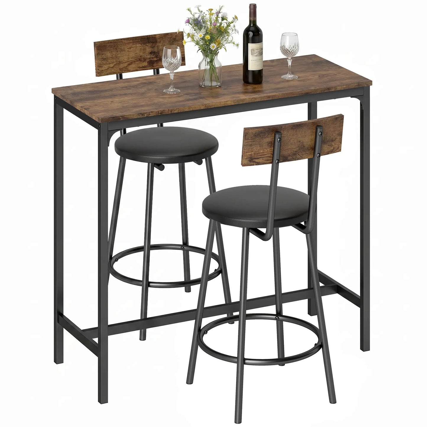 Bar Table Set With 2 Counter Height Barstools, Rustic Brown Bar Sets at Gallery Canada