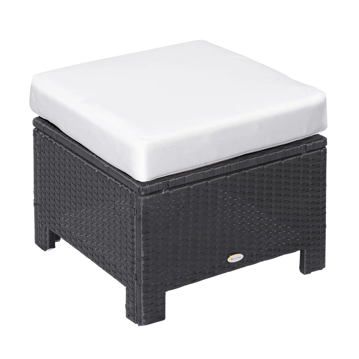 Patio Rattan Ottoman With Cushion, Outdoor Wicker Footrest, Metal Frame, White Patio Furniture Sets at Gallery Canada