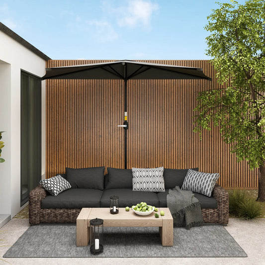 9.8ft Semi Round Patio Umbrella, Crank Handle, Top Vent, Dark Grey Half Round Umbrellas Dark Grey at Gallery Canada