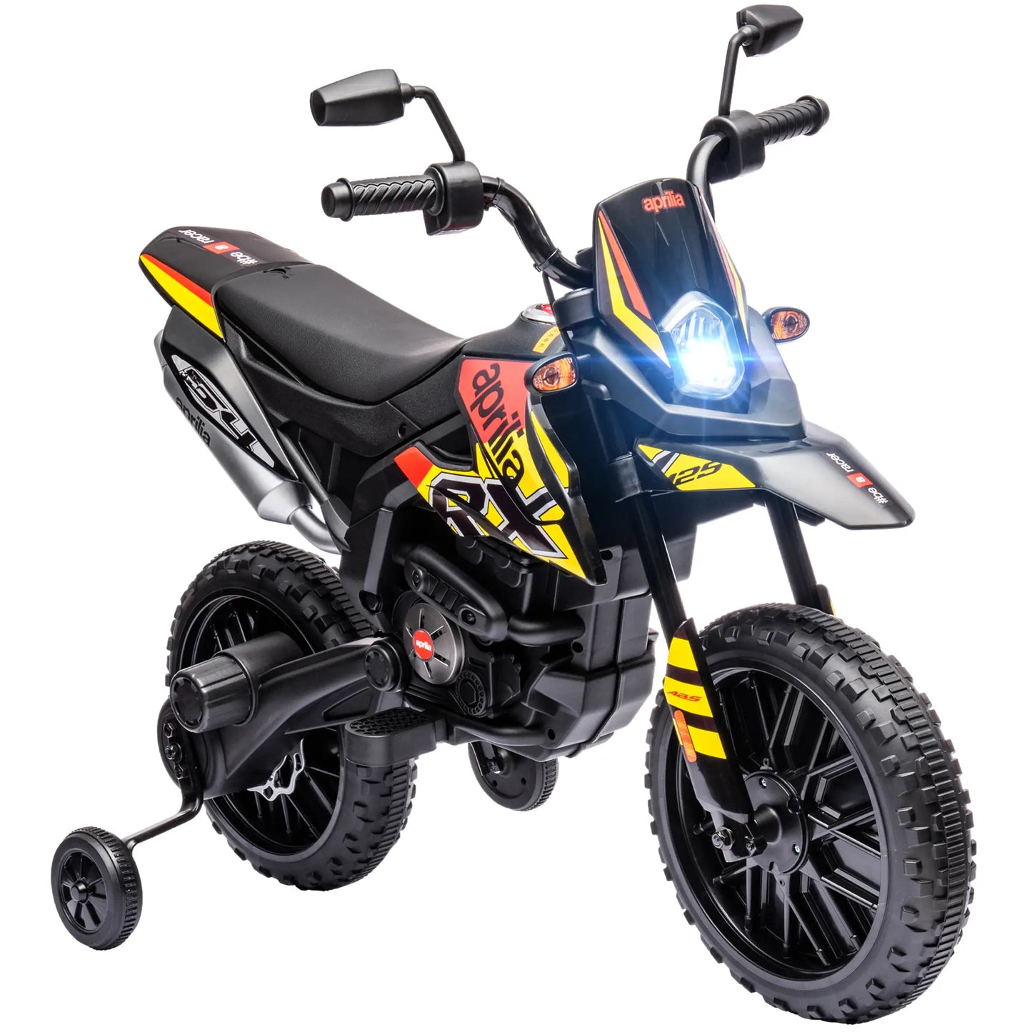 12V Kids Electric Motorcycle, Battery-Powered Dirt Bike, Training Wheels, Yellow Electric Ride On Toys at Gallery Canada