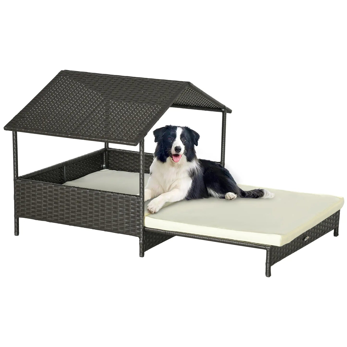 Extendable Wicker Dog Bed, Soft Cushion Washable Cover, Small Medium Dogs, Cream White Houses, Kennels & Pens at Gallery Canada
